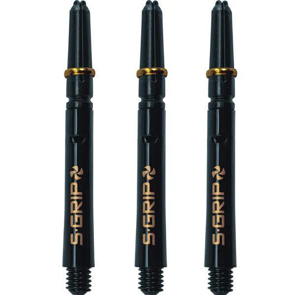 Harrows - Supergrip Spin Schwarz/Gold - Dart Shafts - Direct Darts - 3