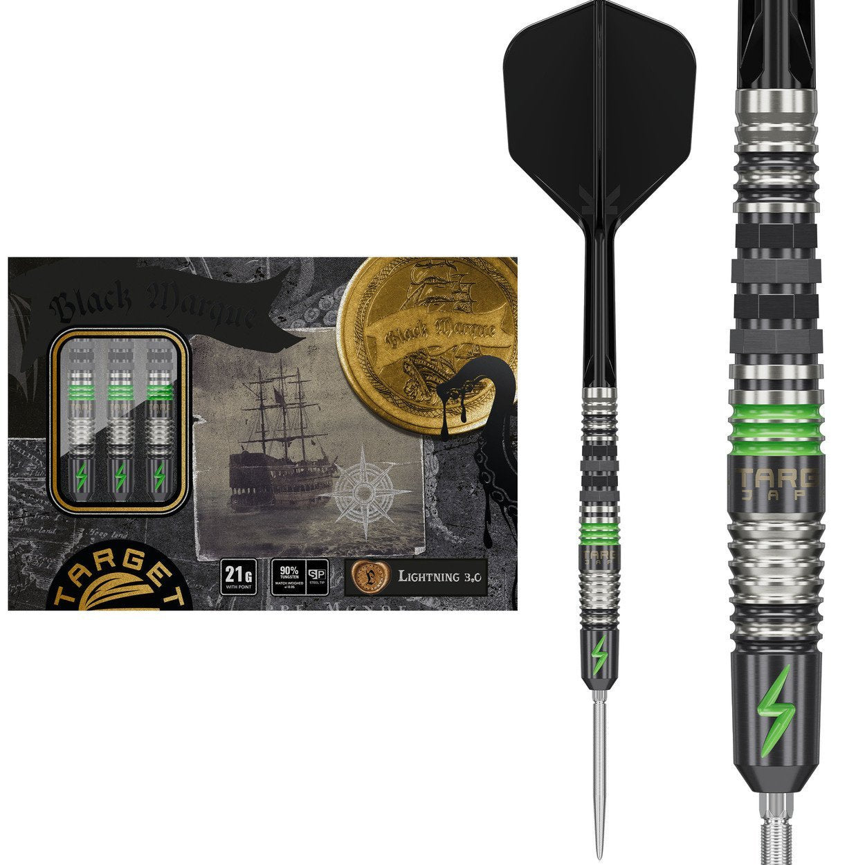 Target Japan - Black Marque Lightning 3.0 - Steeldarts - Direct Darts - 1