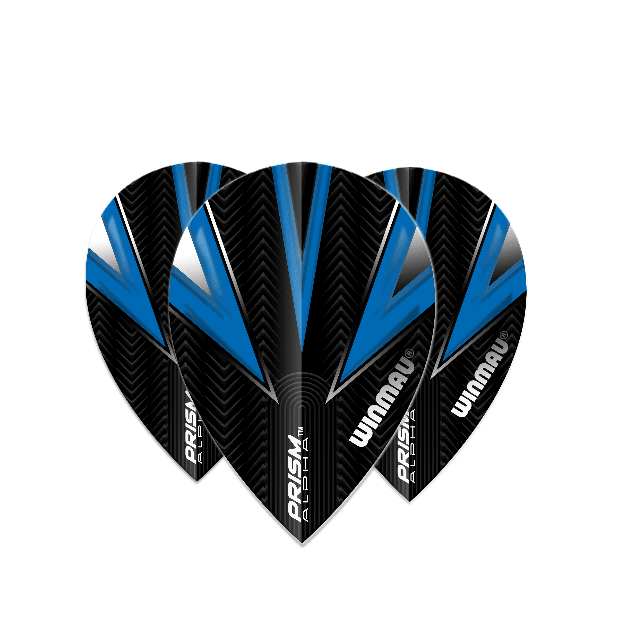 Winmau - Prism Alpha Schwarz & Blau Pear - 100 Micron - Dart Flights - Direct Darts - 1