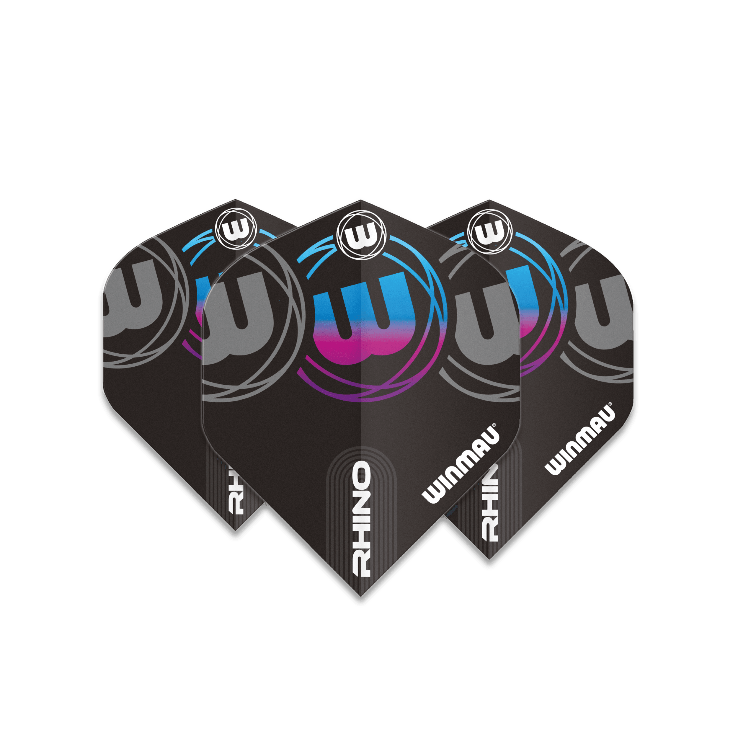 Winmau - Rhino Schwarz, Grau & Blau Standard - 100 Micron - Dart Flights - Direct Darts - 1