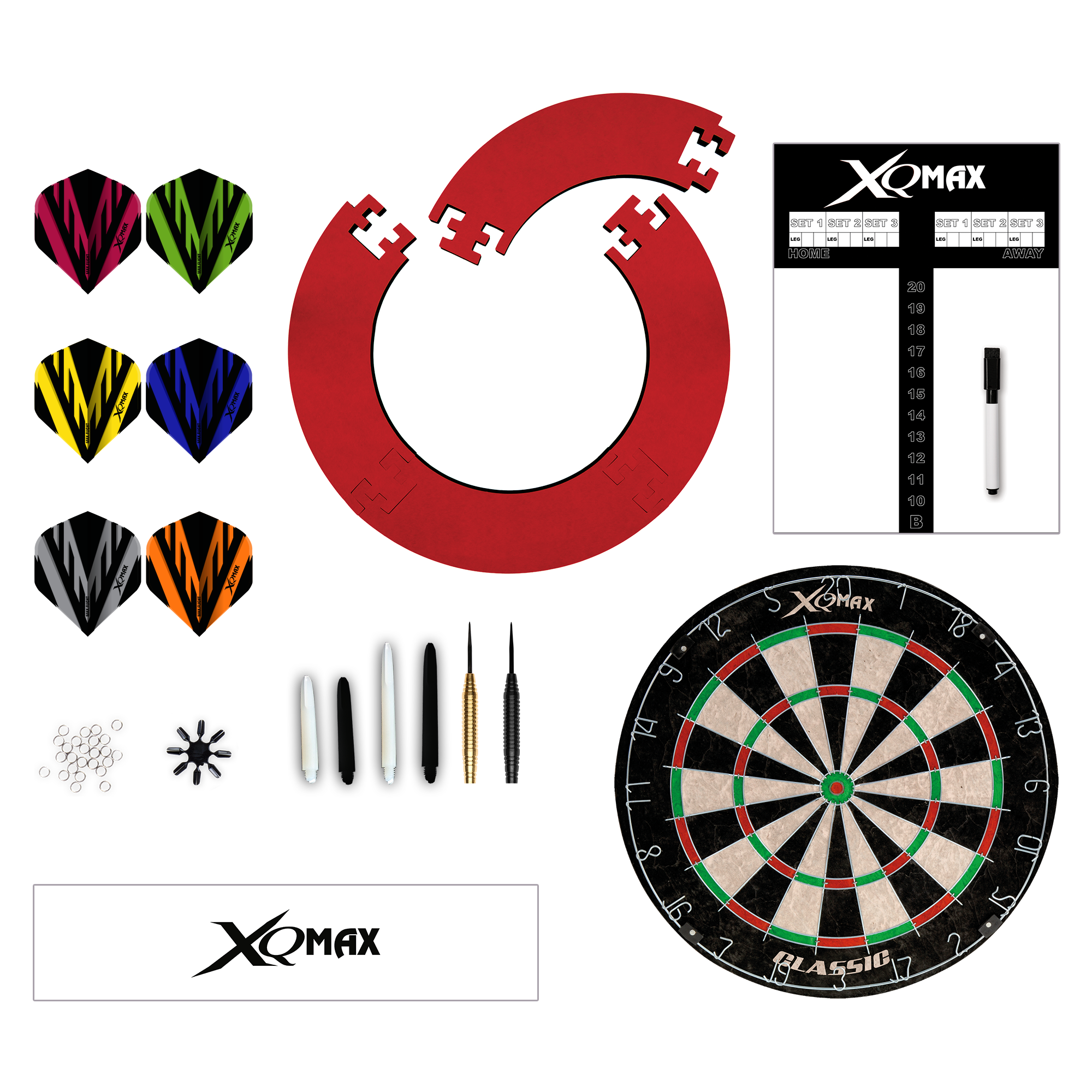 Xqmax - Turnier Darts Set Rot - Dartscheiben Set  - Direct Darts - 1