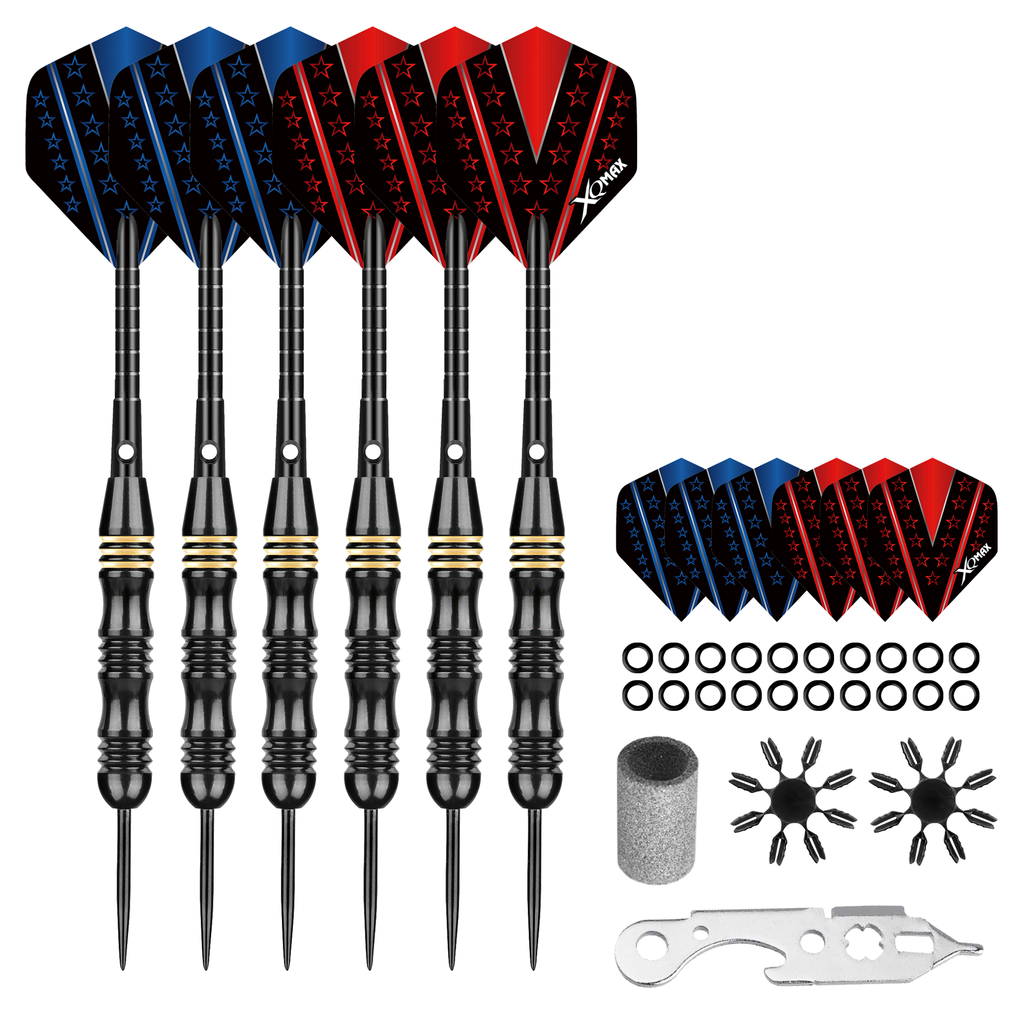 Xqmax - Schwarz Messing (56 Stk) - Steeldarts   - Direct Darts - 1