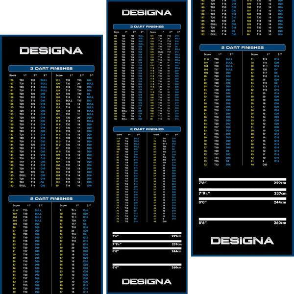 Designa - Checkout Tafel - Rutschfeste Beschichtung - 290Cm*80Cm - Blau - Dartmatten - Direct Darts - 1
