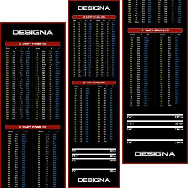 Designa - Checkout Tafel - Rutschfeste Beschichtung - 290Cm*80Cm - Rot - Dartmatten - Direct Darts - 1