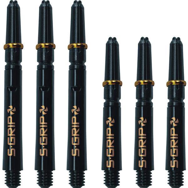 Harrows - Supergrip Spin Schwarz/Gold - Dart Shafts  - Direct Darts - 1