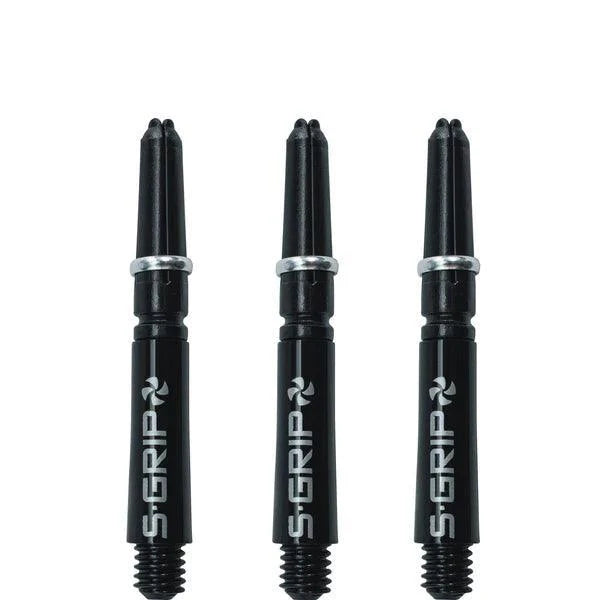 Harrows - Supergrip Spin Schwarz/Silber - Dart Shafts  - Direct Darts - 2
