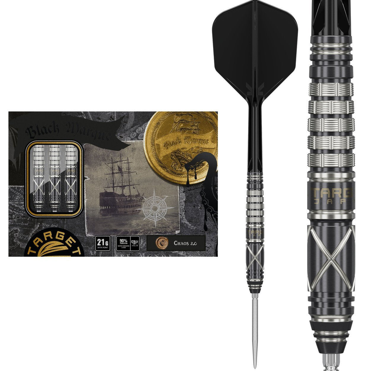 Target Japan - Black Marque Chaos 2.0 - 90% - Steeldarts - Direct Darts - 1