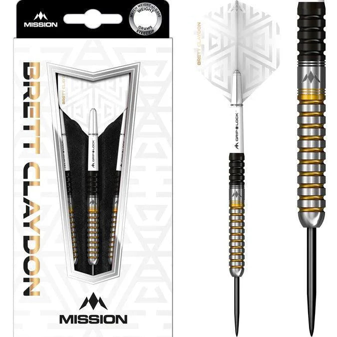 Mission - Brett Claydon - Schwarz & Gold- Brass - Steeldarts - Direct Darts - 1