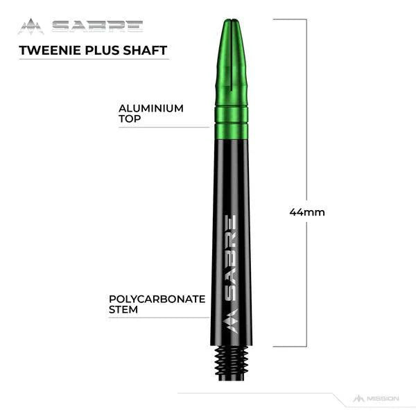 Mission - Sabre - Polycarbonat - Schwarz - Grün Top - Dart Shafts  - Direct Darts - 6