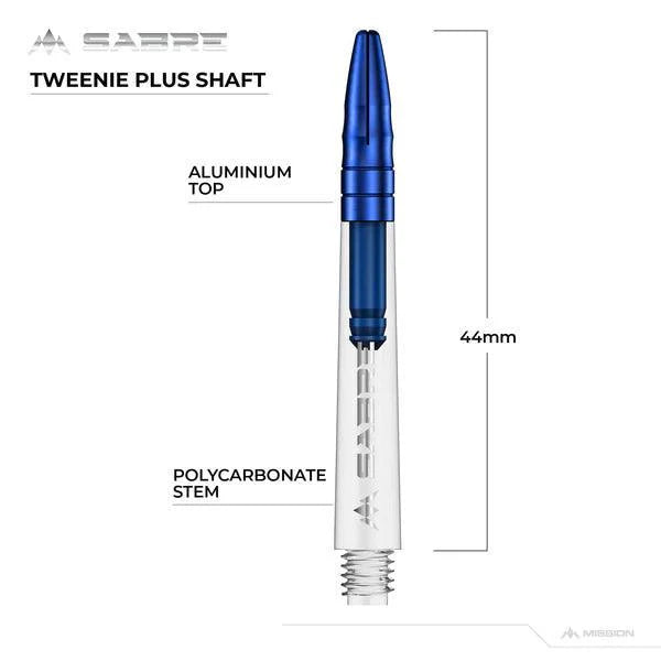 Mission - Sabre - Polycarbonat - Klar - Blau Top - Dart Shafts  - Direct Darts - 6