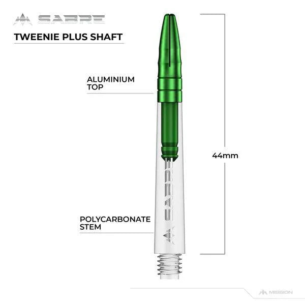 Mission - Sabre - Polycarbonat - Klar - Grün Top - Dart Shafts  - Direct Darts - 6