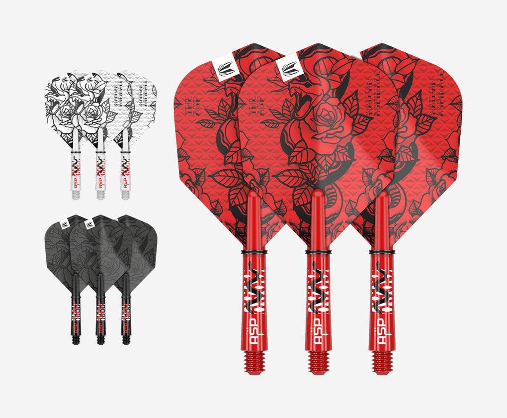 Target - Nathan Aspinal Ink - Flight / Shaft Set - No6 - 3 Sets (9 Stück) Dart Shafts / Flights Set - Direct Darts - 1