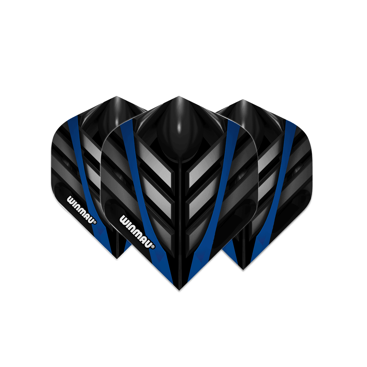 Winmau - Mega Standard Schwarz & Grau& Blau - 75 Micron - Dart Flights - Direct Darts - 1