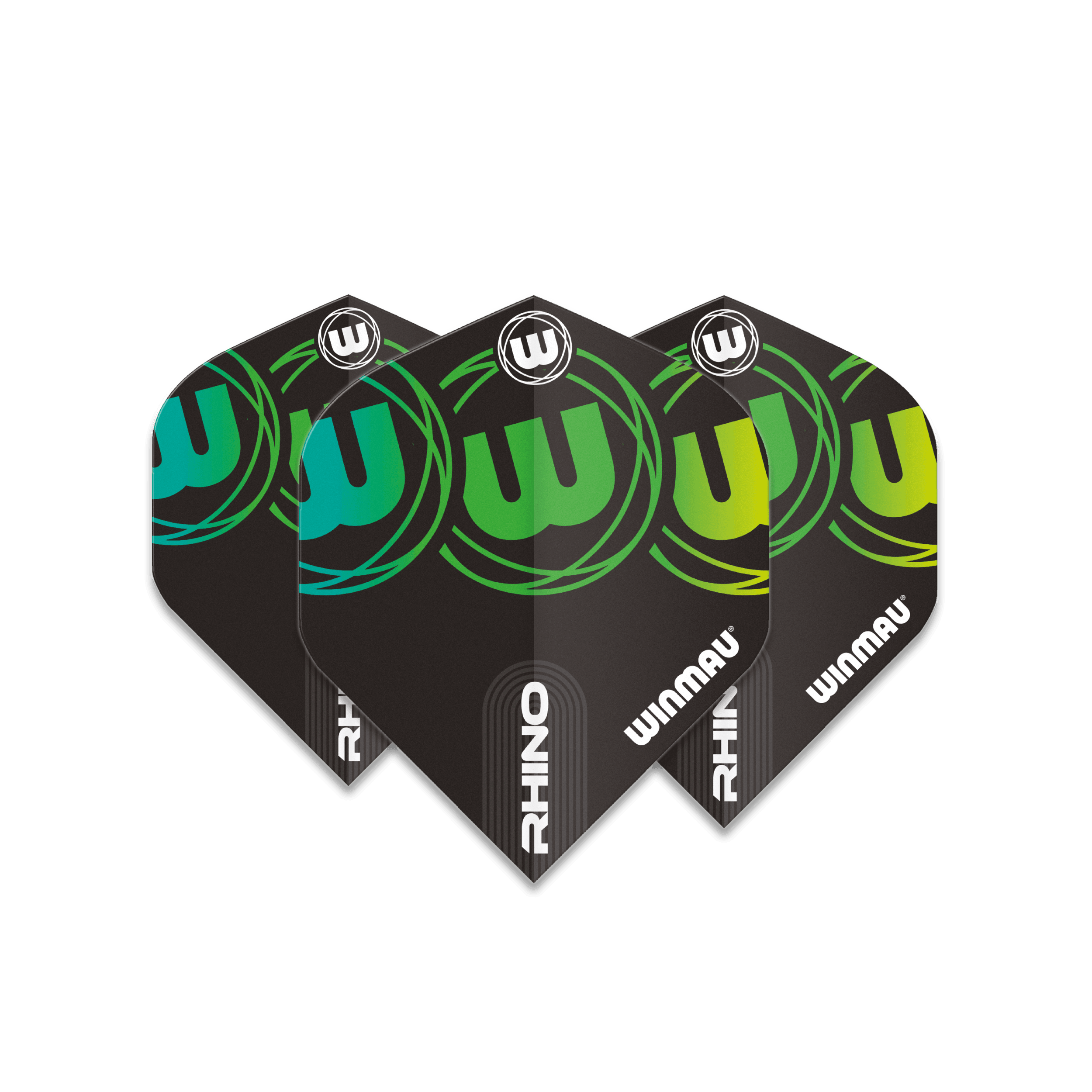 Winmau - Rhino Schwarz & Grün Extra Vastag Standard - 100 Micron - Dart Flights - Direct Darts - 1