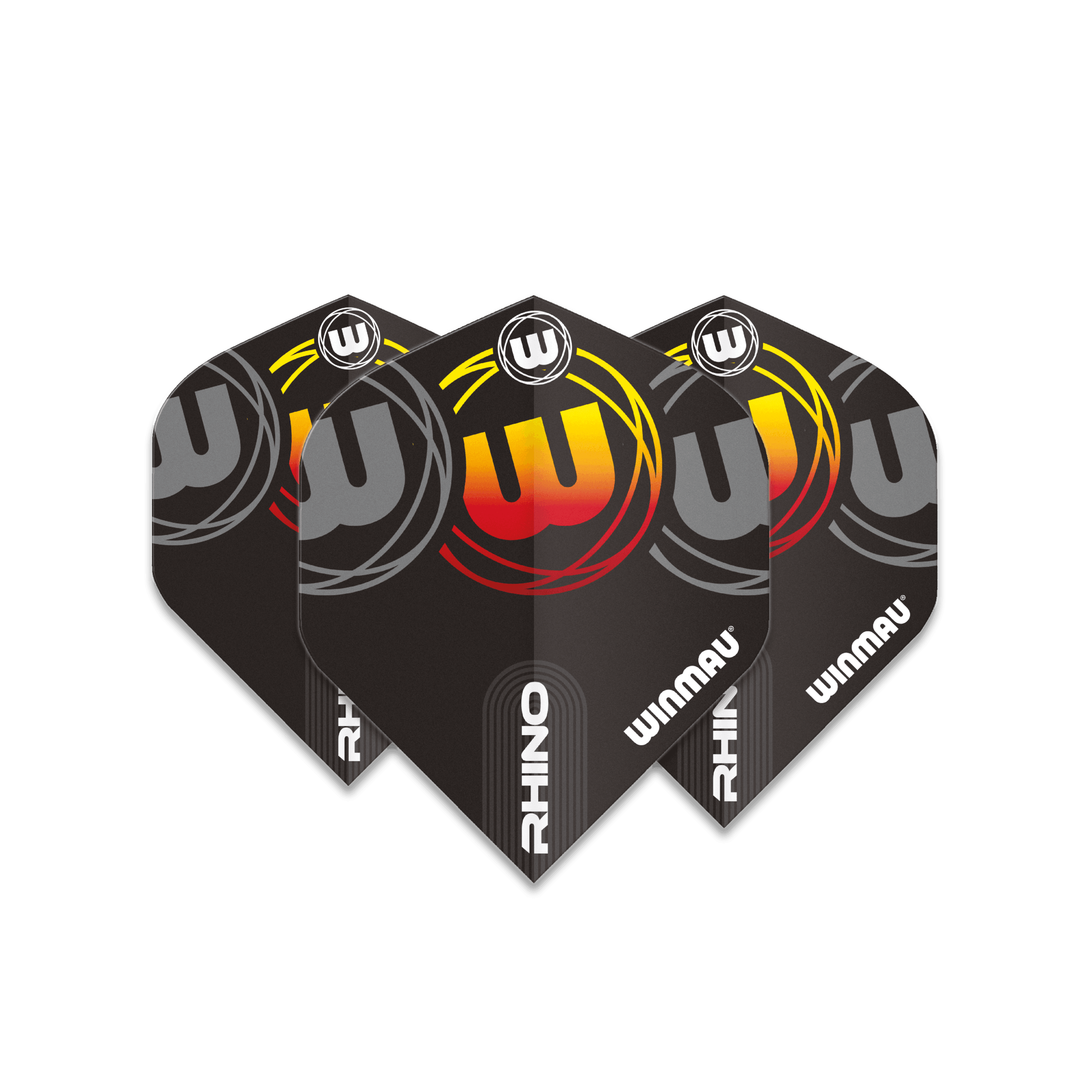 Winmau - Rhino Schwarz, Grau & Orange Standard - 100 Micron - Dart Flights - Direct Darts - 1