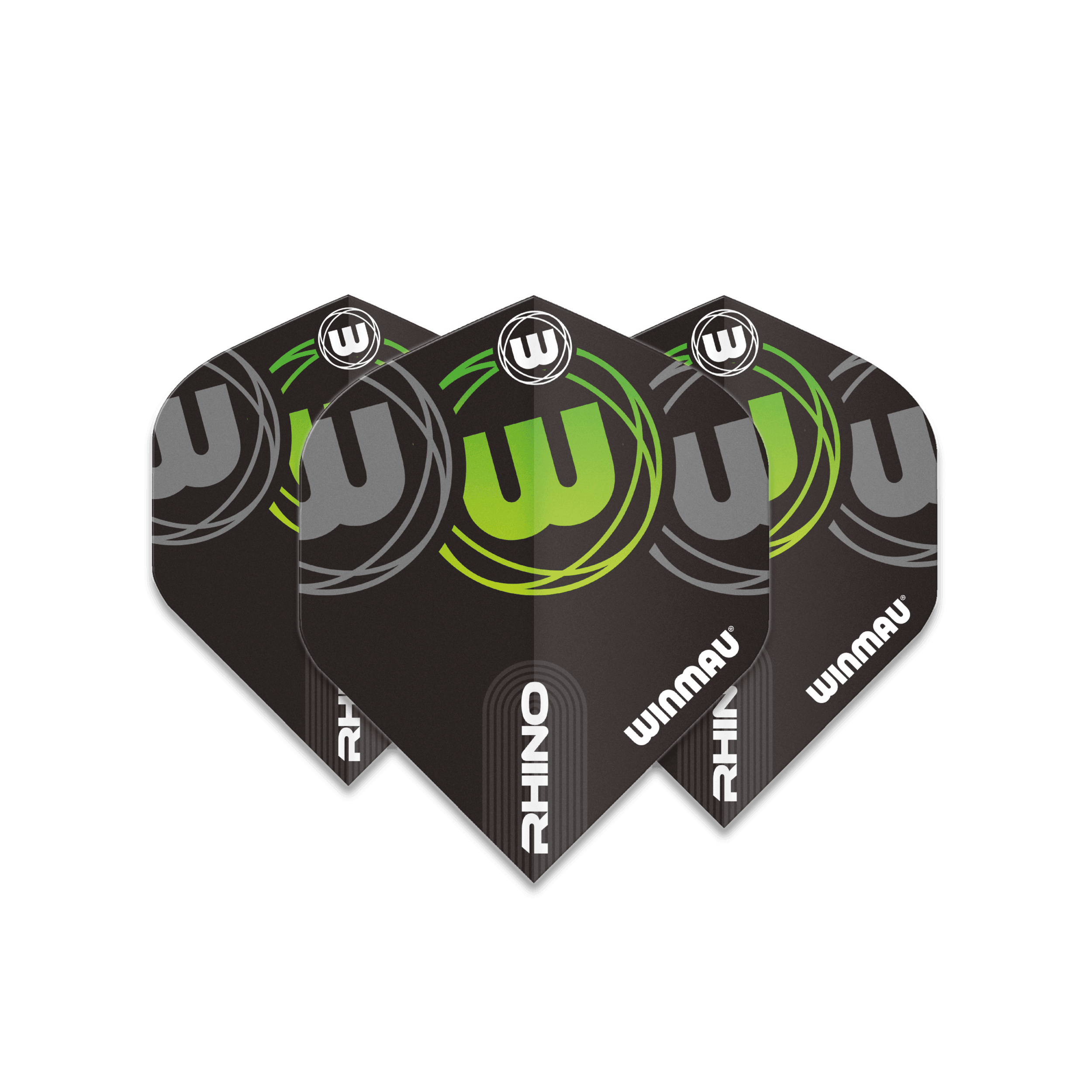 Winmau - Rhino Schwarz, Grau & Grün Standard - 100 Micron - Dart Flights - Direct Darts - 1